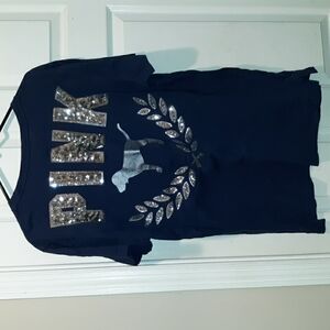 PINK VS 2019 VHTF "Campus" Sequin Bling T-Shirt